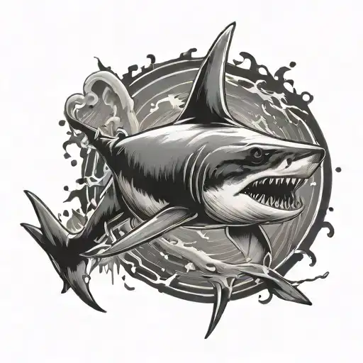 Simple Upward Facing Shark Swimming Gracefully