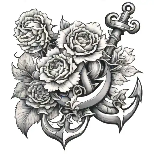 Anchor And Carnation Flower