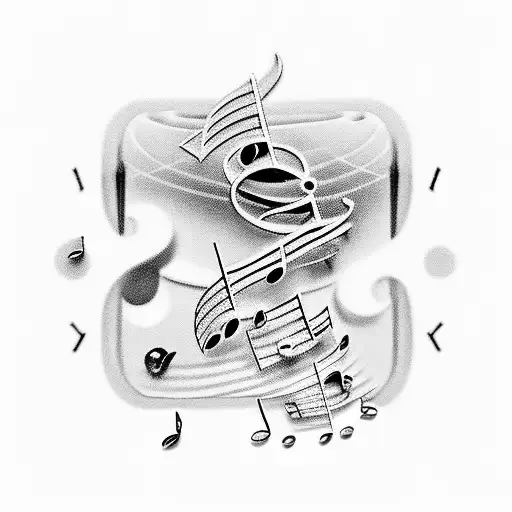 7 Jigsaw Pieces With Music Notes In The Back