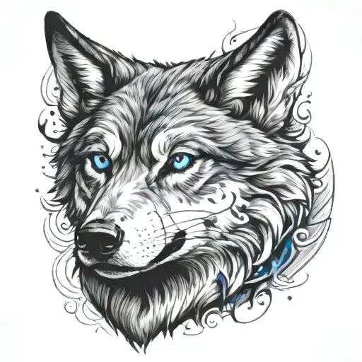 Wolf With Deep Blue Eyes