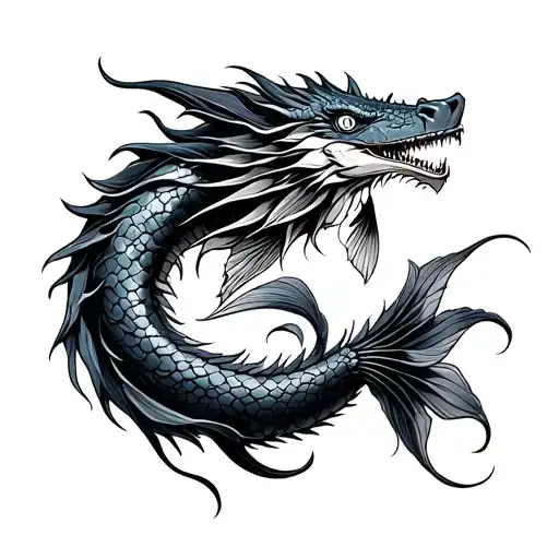 Dragon And Fish Wrapping Tail