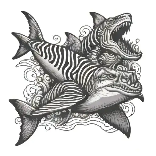 Zebra Riding A Shark