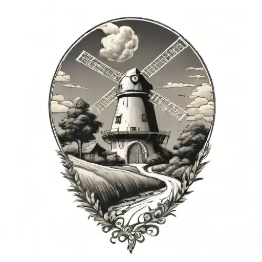 Windmill With Road Leading Towards