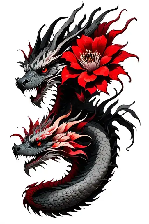 Dragon Flowers Red Cover Featuring