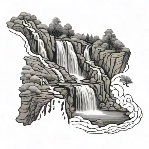 Topo Map With Waterfall Cascading