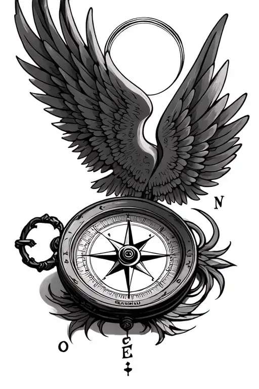Compass With Angle Wings And Halo