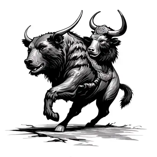 Lu Bu As A Bear And A Bull Fighting Like Buyers And Sellers In Price Action On A Chart