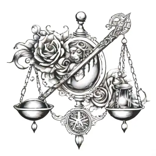 Zodiac Sign Libra Tattoo Design Featuring
