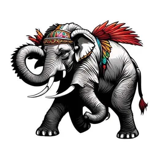 Indian War Elephant Battling Evil