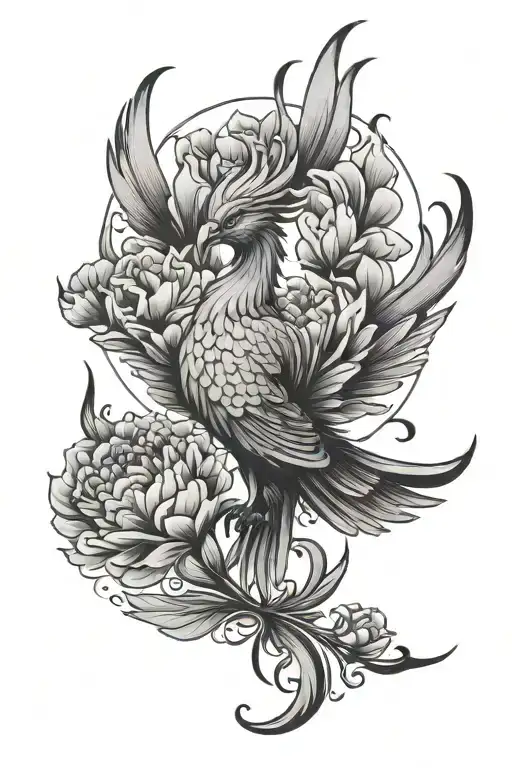 Simple Phoenix With Carnation Flower Behind It