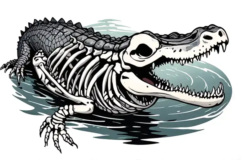 Alligator Swimming Skeleton
