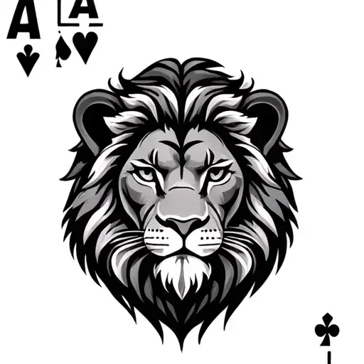 Lion Head And Cards