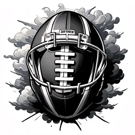 Detroit Football With Clouds Surrounding