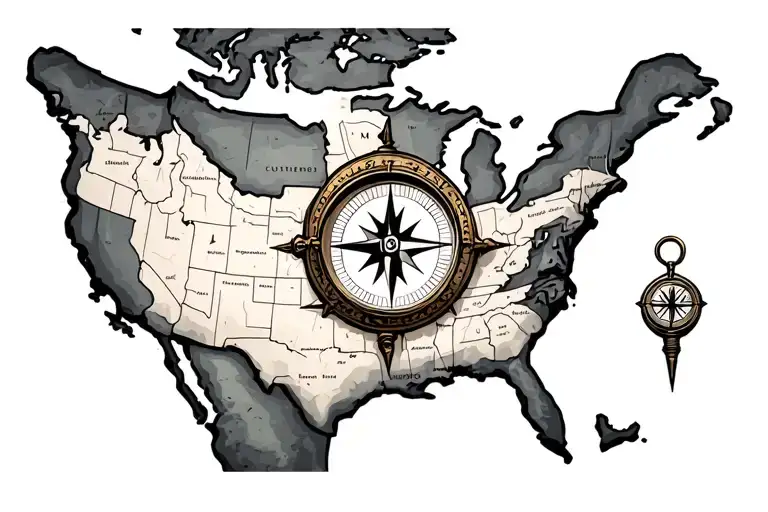 A Compass Beside A Torn Antique Map Of The Eastern And Gulf Coast Regions Of North America