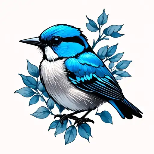 Blue Ren Bird Perched Small