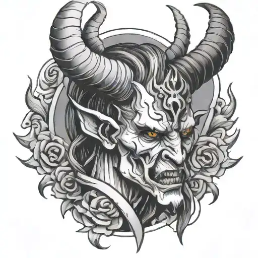 Demon With Horns And Upside Down Cross Wrapped