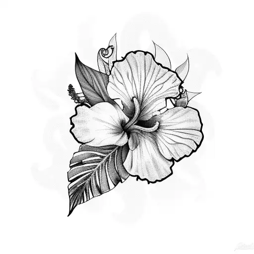 Tropical Hibiscus Jungle Flowers And Leaves With A Snake Intertwined Full Sleeve