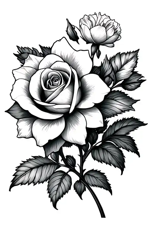 Rose And Daffodil And Larkspur Flower