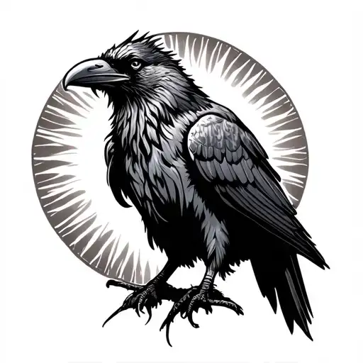 Norse Raven With Sun Shining