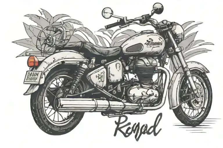 Royal Enfield Bike With Mom Dad Writing On Wrist Tattoo That Is Abstract