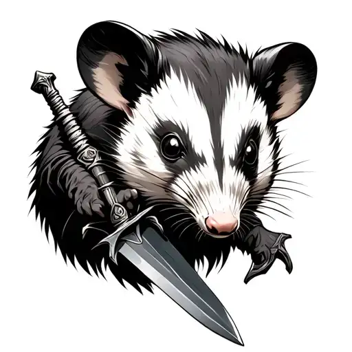 Opossum Knight Holding A Sword