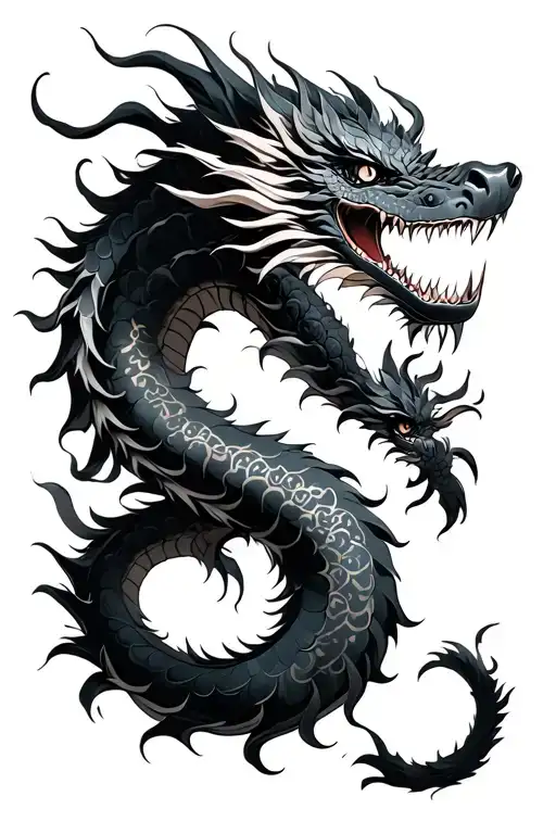 Kuro Oni W Japanes Dragon Curled