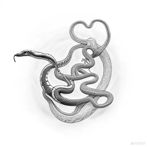 Musical Instruments Forming A Snake Shape