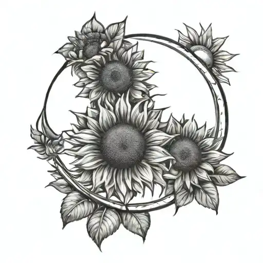 Sun And Moon With Sunflowers