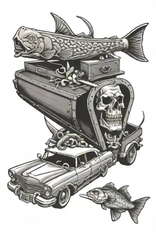 Coffin Cars Fish Guns Money