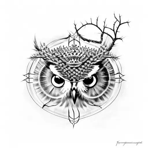 Owl On Crown Of Thorns