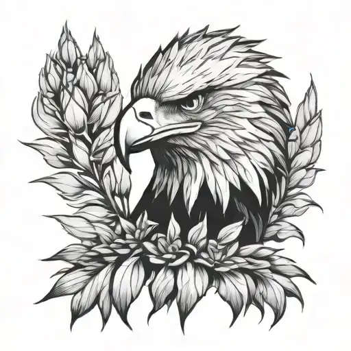 Eagle Head And Agave Plant In A Black Grey