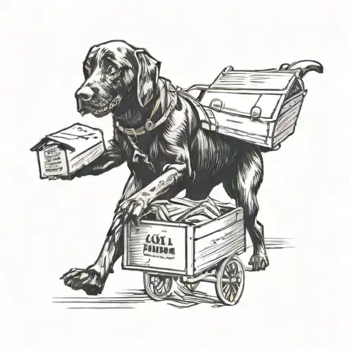 Rural Carrier Delivering Mail With A Black Labrador By Their Side In A Black-grey Style