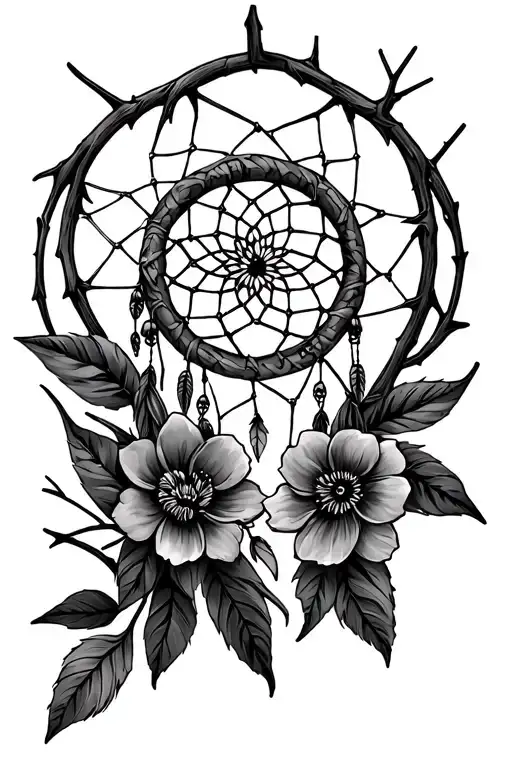 Dreamcatcher And Flowers And Thorns Wrapped