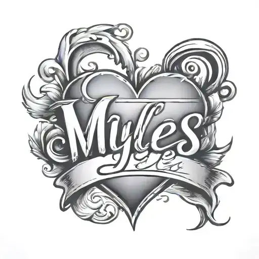 Script Font Name Myles Inside A Heart