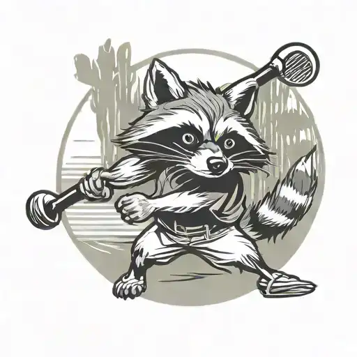 A Raccoon Swinging A Golf Club Logo