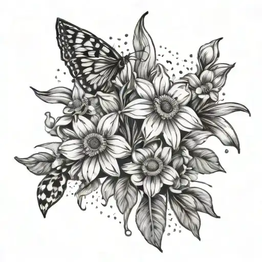 Daisy And Narcissus Bouquet With Honeycomb Background