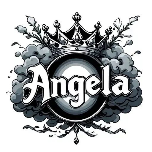 Angela Name With Crown Over A With Clouds Surrounding Name