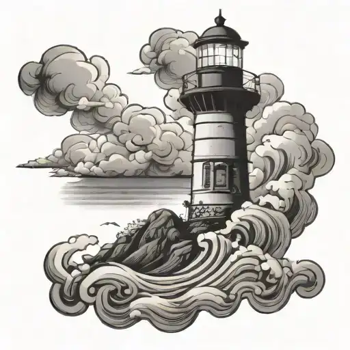 Light House Ocean Storm Clouds
