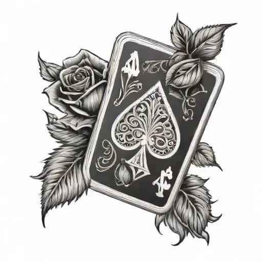 Ace Of Spades With Black Background And Red Roses Tattoo Like Image
