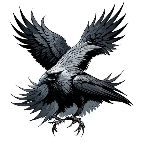 Norse Raven With Light Shining