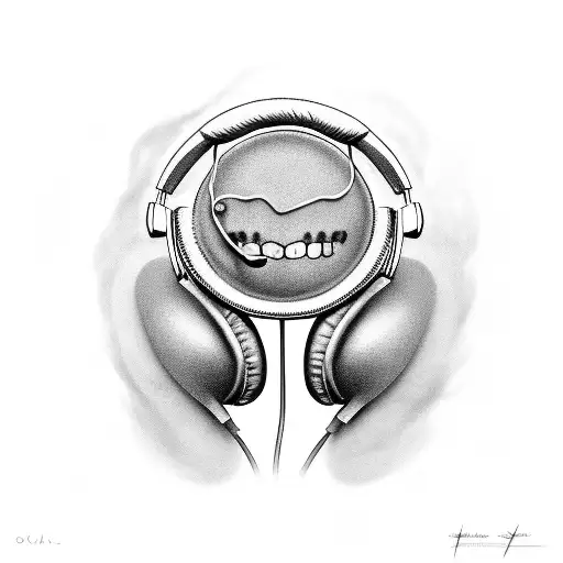 A Tooth With Headphones Listening To Music