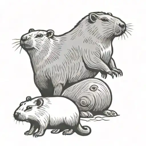 Capybara With An Orange On Its Head And A Cute Sea Lion Sitting Side By Side Zen