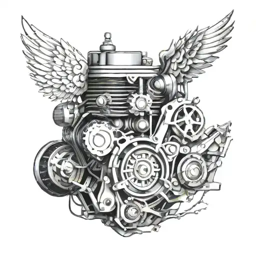 Incorporate Intricate Car Engine Parts With Anime Motifs For A Dynamic