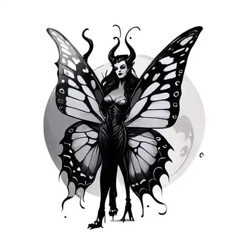 Semicolon Butterfly And Maleficent Figure Standing