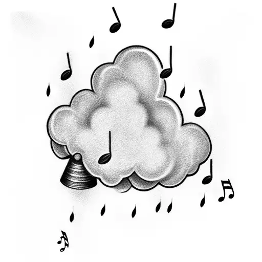 A Rain Cloud With Music Notes Falling From It