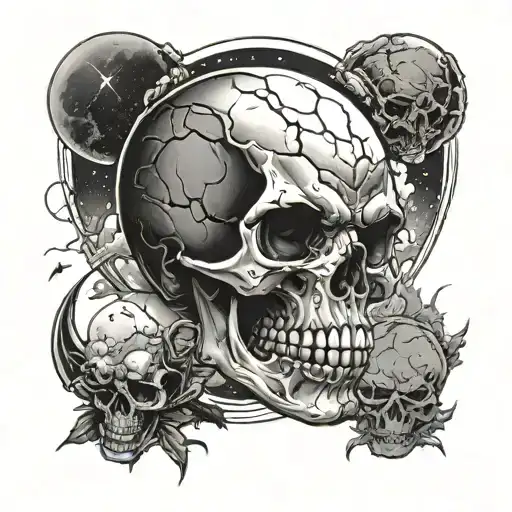 Vegetas Skull With The Moon Behind Him