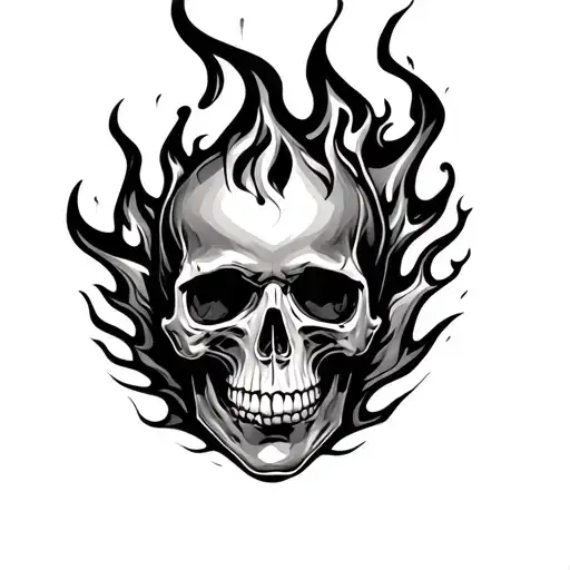 Skull Top Of The Head On Fire