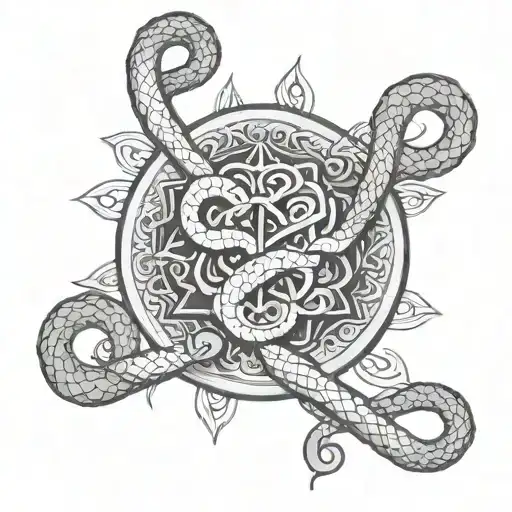 Stethoscope Intertwined With A Snake In A Mandala Design