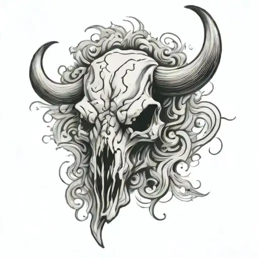 Bull Skull With Smoke Rising