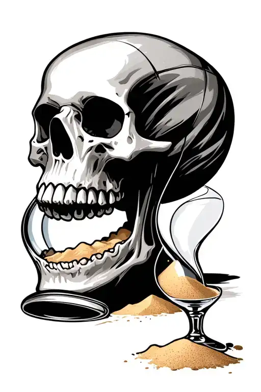 Skull Eating Hour Glass With Sand